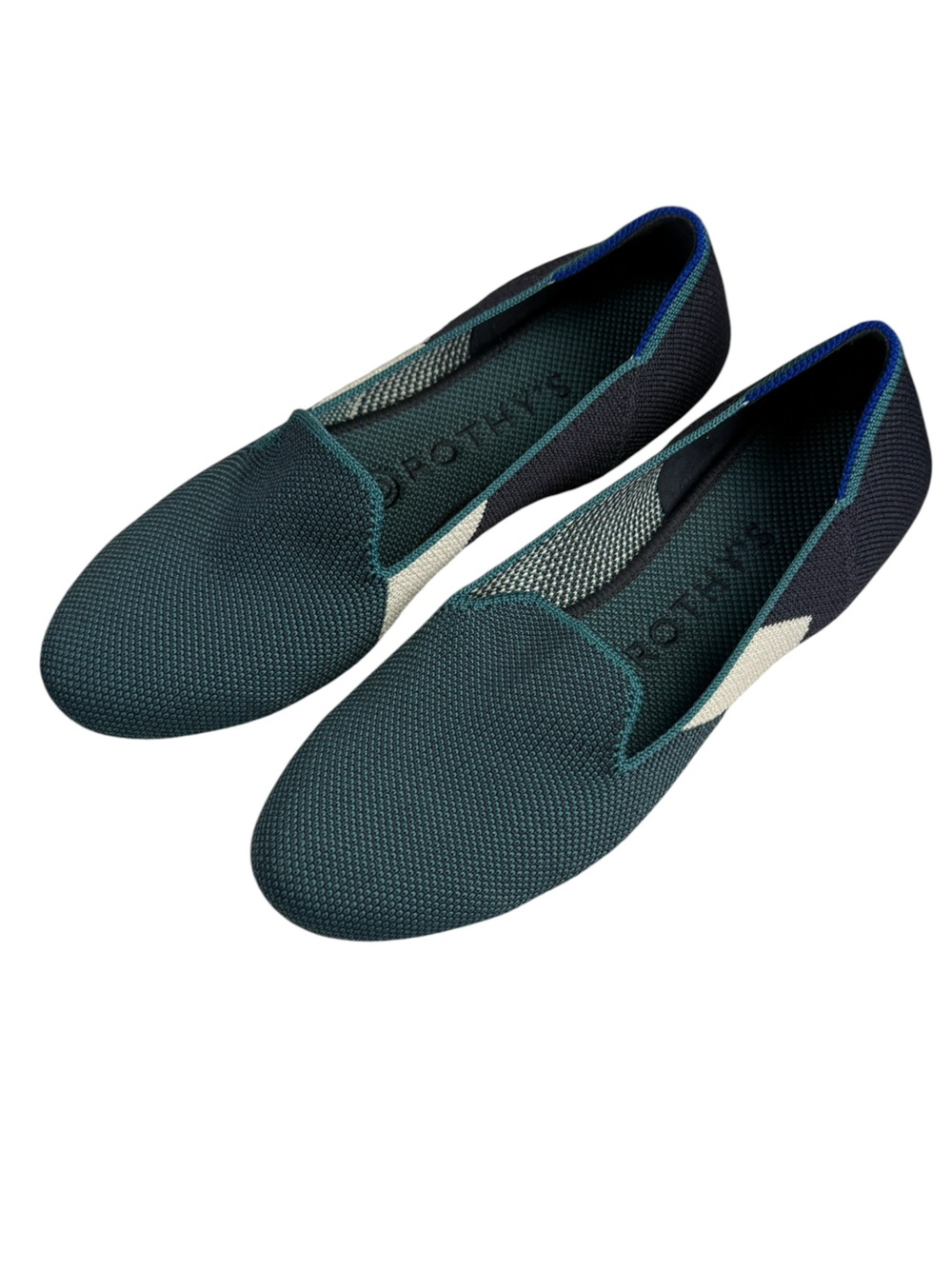 Rothy’s Spruce Prep Shoes Teal Navy White Washable Knit Flat Size 6.5 - Picture 13 of 15